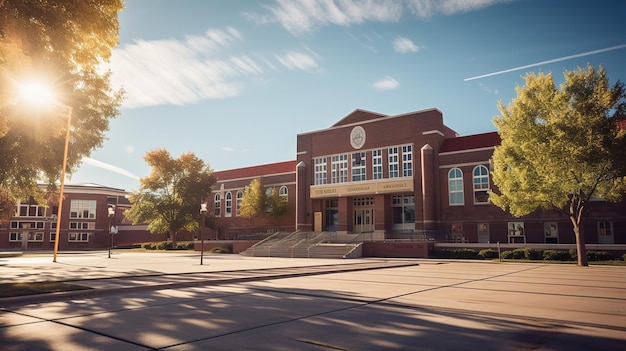 Exterior view of a typical American school