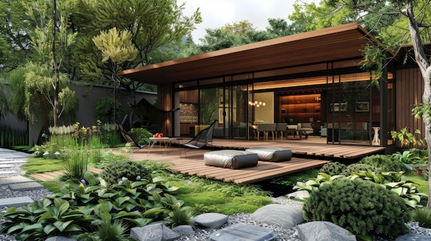 exterior with hardwood decor contemporary garden