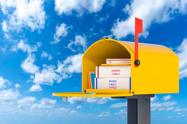 Extra Large Mailbox against blue sky 3d rendering