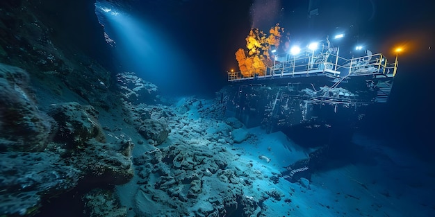 Photo extracting rare earth minerals from the ocean floor through deep sea mining concept rare earth minerals ocean floor mining deep sea extraction environmental impacts resource sustainability