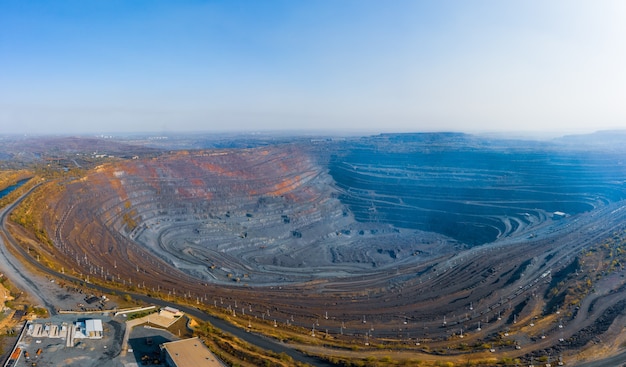 Extraction of minerals with the help of special equipment in the warm evening light in picturesque Ukraine.