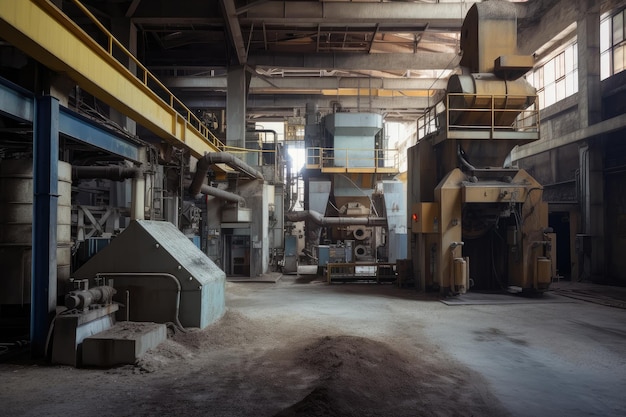 Extraction and processing facility with various machines in motion for mining operation