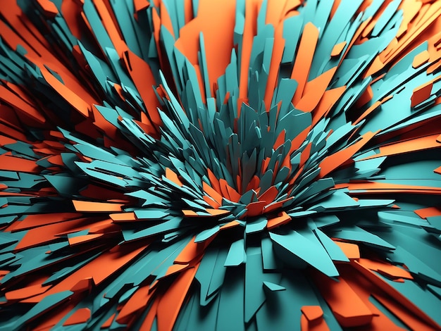 Extraordinary 3D illustration Abstract geometric background Explosion power design with crushing surface