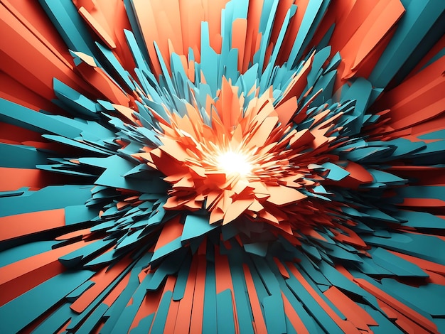 Extraordinary 3D illustration Abstract geometric background Explosion power design with crushing surface