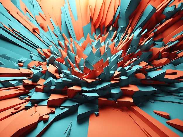 Extraordinary 3D illustration Abstract geometric background Explosion power design with crushing surface