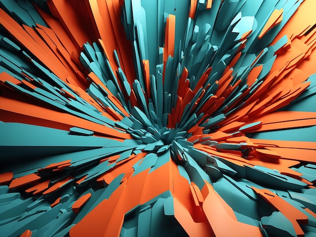 Extraordinary 3D illustration Abstract geometric background Explosion power design with crushing surface