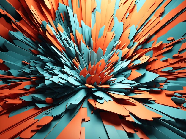 Extraordinary 3D illustration Abstract geometric background Explosion power design with crushing surface