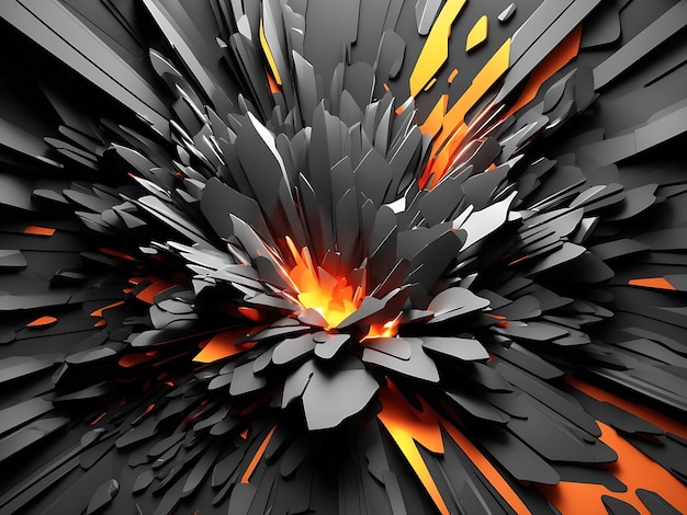 Extraordinary 3D illustration Abstract geometric background Explosion power design with crushing surface