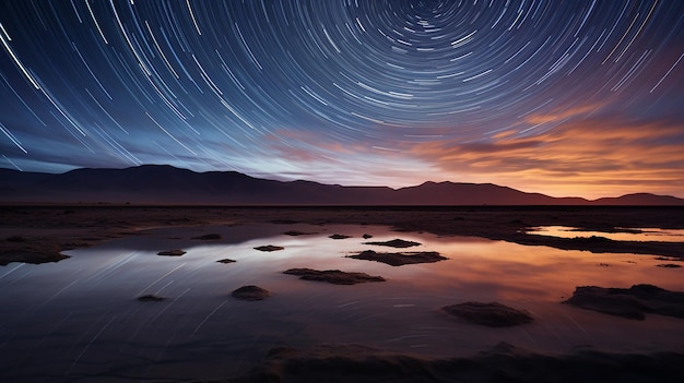 An extraordinary astrophotography image of a mountain and lake background