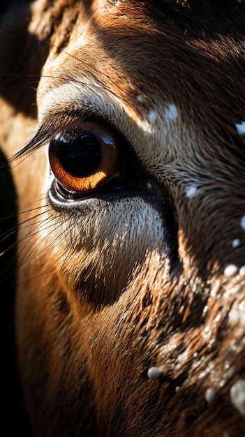 A extream closeup deer facial portrait