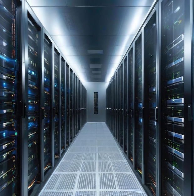 extreamly detailed data center in realistic data center in data center server room