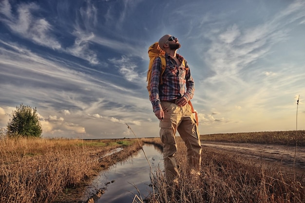 extreme brutal man traveler wildlife autumn