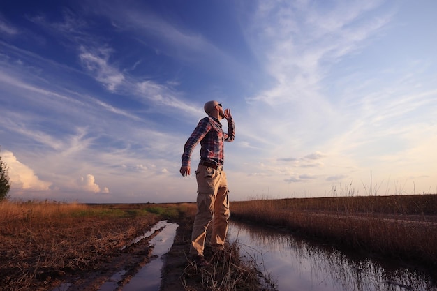 extreme brutal man traveler wildlife autumn