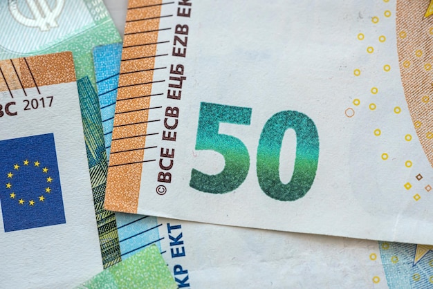 Extreme close up euro money Concept for business and finance