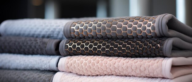 Extreme closeup of elegant towels in bathroom