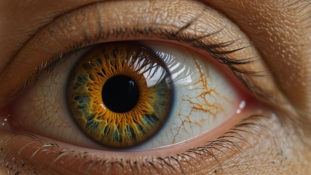 Extreme closeup of an eye with intricate details of the iris