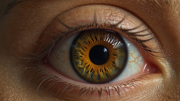 Extreme closeup of an eye with intricate details of the iris