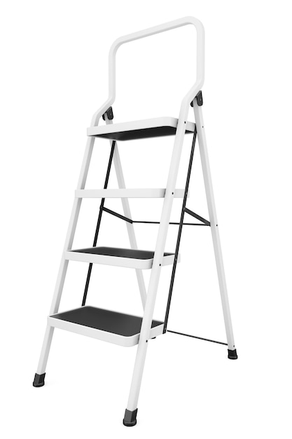 Extreme Closeup Ladder on a white background