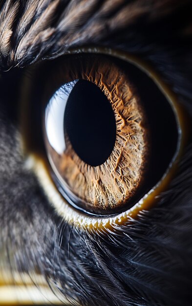 Photo extreme closeup macro photograph of a majestic eagle eye