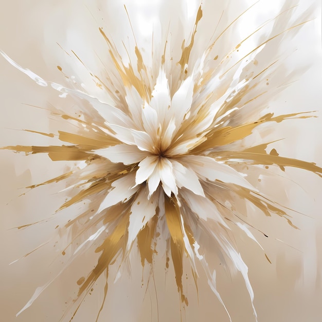 Extreme Flowers Painting Half Bloom Half Brushstroke gold and white