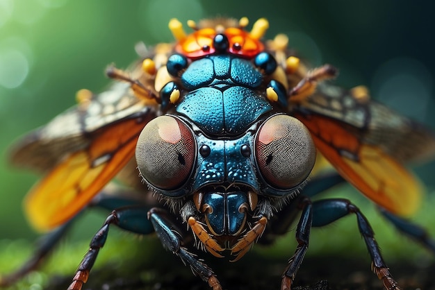 Photo extreme macro closeup of insect fantasy art