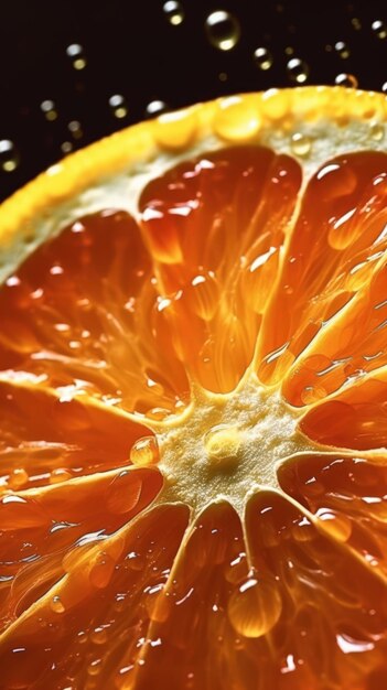 Extreme Macro CloseUp of a Juicy Translucent Satsuma Slice AI Generated