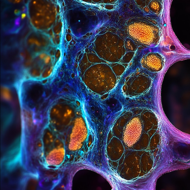 Photo extreme macro image of mesenchymal stem cells