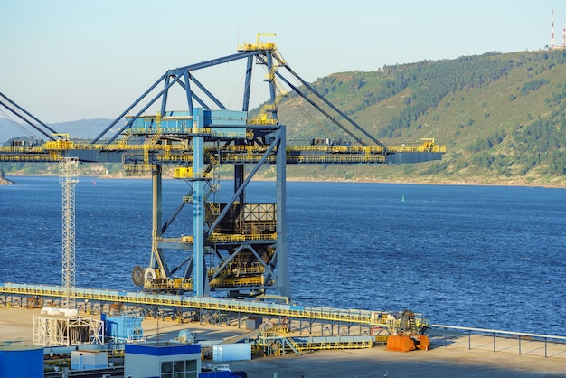 Extremely large port crane in blue