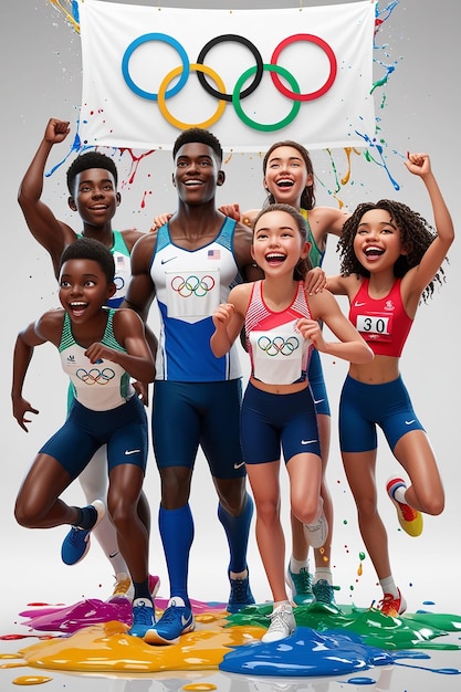 An Exuberant 3D Representation of an Olympic Athletic Pose