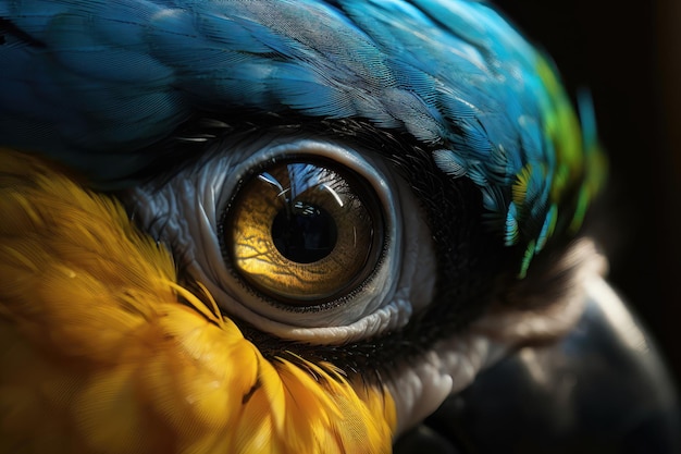 Eye Of Blueandyellow Macaw Also Known As The Blueandgold Macaw In Zoo AI generated