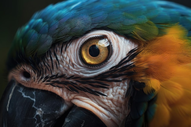 Eye Of Blueandyellow Macaw Also Known As The Blueandgold Macaw In Zoo AI generated