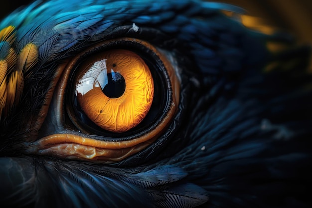 Eye Of Blueandyellow Macaw Also Known As The Blueandgold Macaw In Zoo AI generated