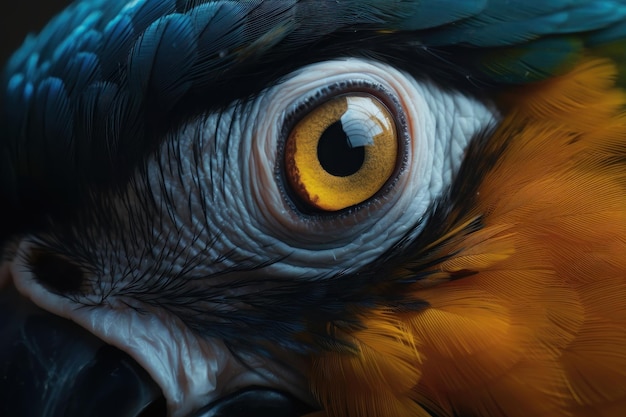 Eye Of Blueandyellow Macaw Also Known As The Blueandgold Macaw In Zoo AI generated