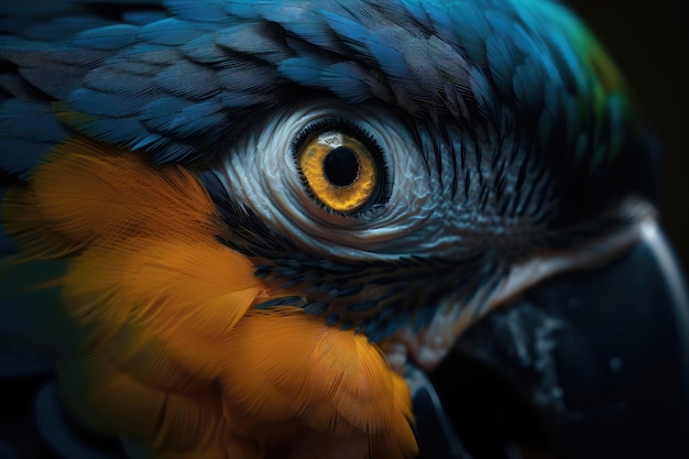 Eye Of Blueandyellow Macaw Also Known As The Blueandgold Macaw In Zoo AI generated