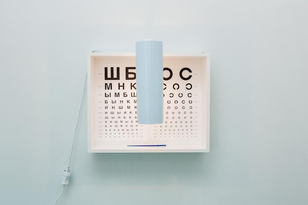 Eye chart in ophtalmology cabinet