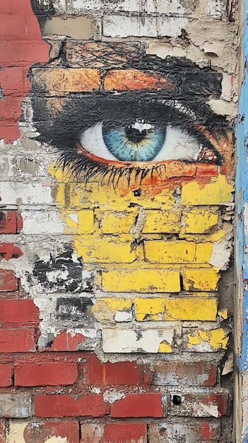 Eye Graffiti on Brick Wall