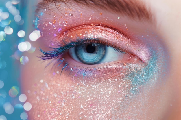 Eye makeup with bright saturated colors Generative AI