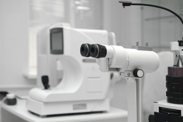 Eye room in the clinic, equipment for vision examination