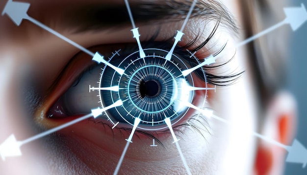 Photo eye scanning concept image isolated with white highlights