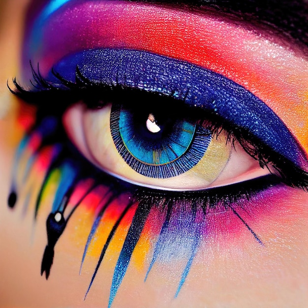 Eye with beautiful makeup closeup The eye of a fashionable woman with bright colors