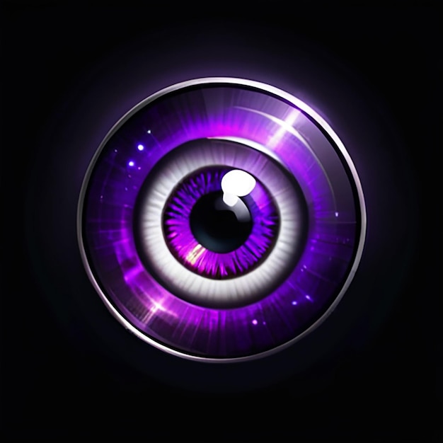 an eye with a purple and black background and a purple circle