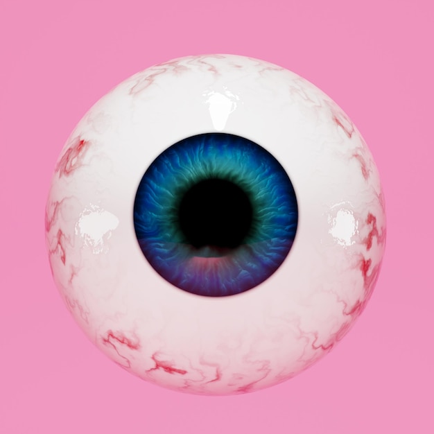 Eyeball on a pink background 3d Realistic human eye 3d render