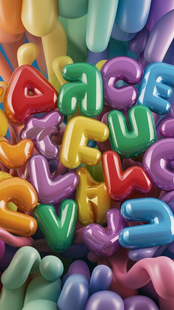 Photo an eyecatching 3d illustration of multicolored bubble letters