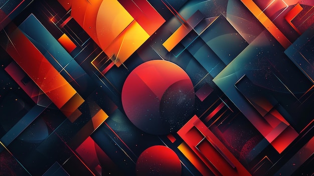 An eyecatching abstract background featuring vibrant colors Vibrant composition of geometric tech sy