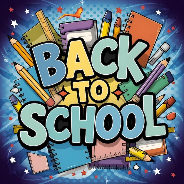 EyeCatching BACK TO SCHOOL Poster or Vector Images with School Supplies