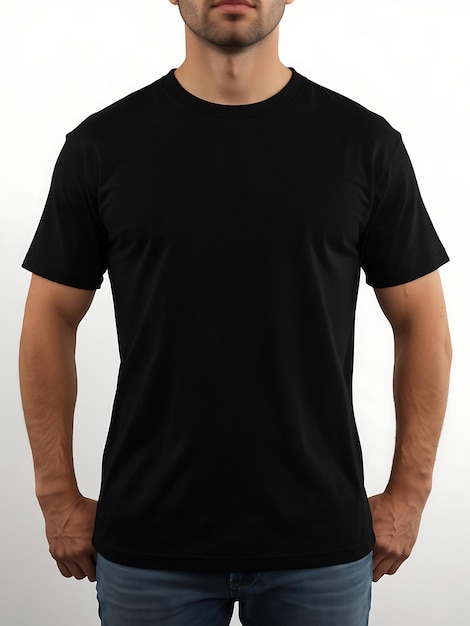 EyeCatching Black Tee Mockup on Male Figure