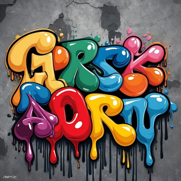 Photo eyecatching graffiti letters with modern and trendy fonts