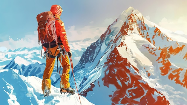 Eyecatching Mountain climber background illustration travel concept