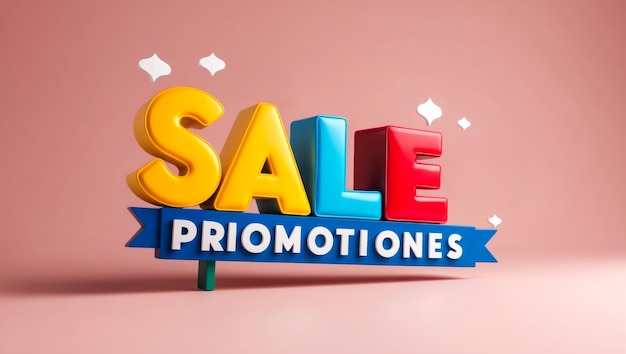 Photo eyecatching sale promotions banner with colorful 3d letters for advertising marketing retail clearance and dynamic business promotions