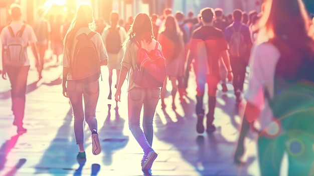 Eyecatching Students walking to class in a university or college environment Moving crowd motion